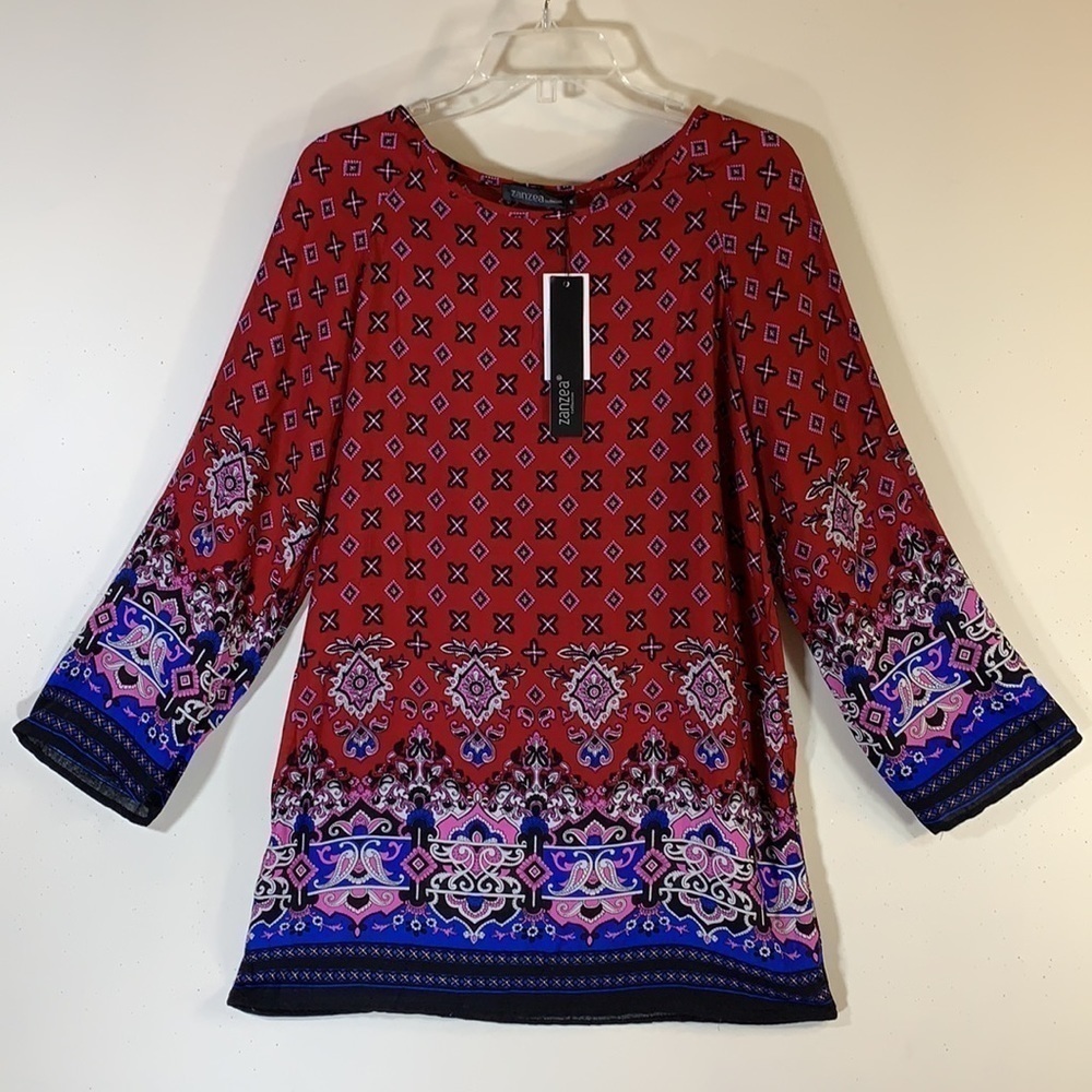 ZANZEA Floral Print Loose Casual Mini Shift Dress. S. NWT. - Picture 2 of 9